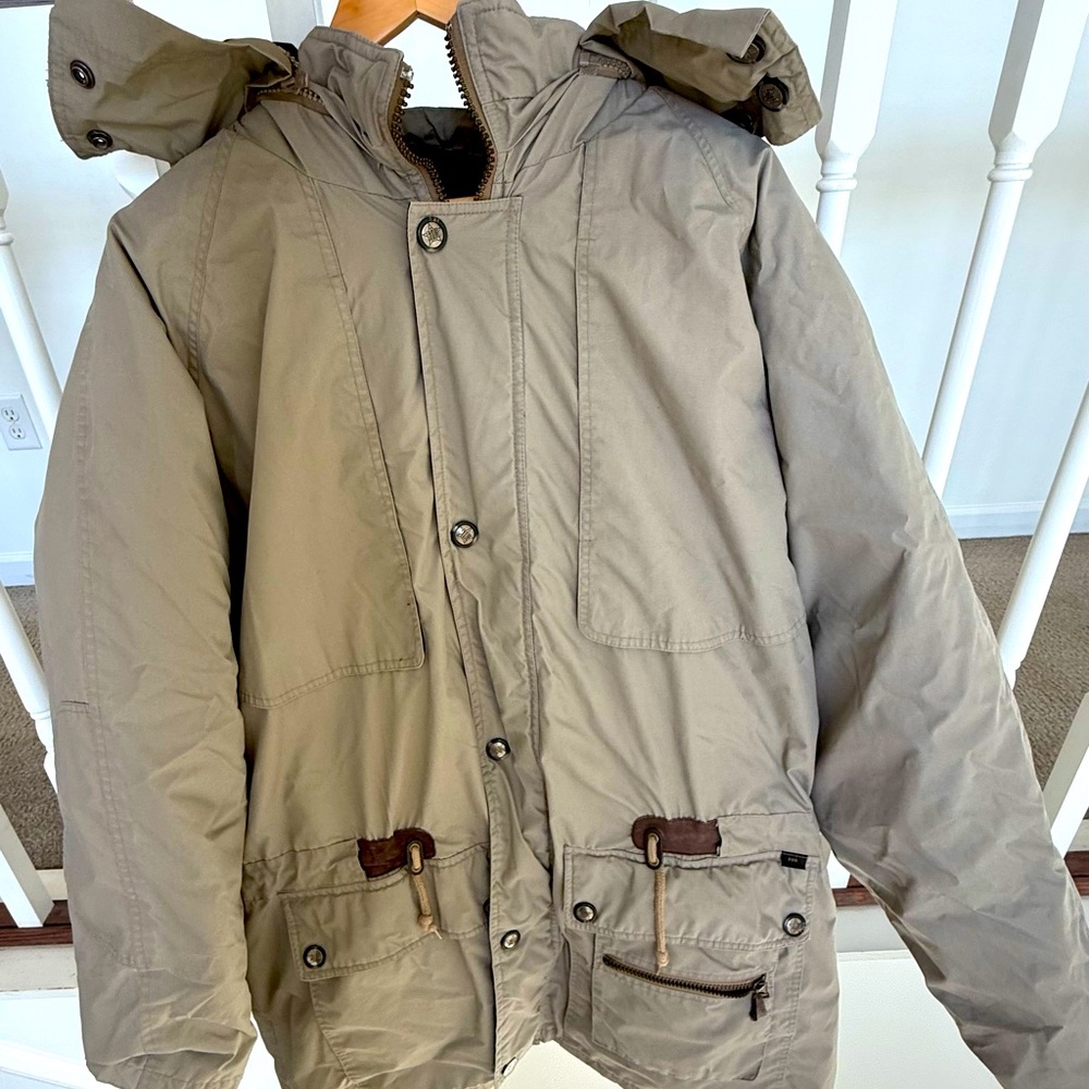 London Fog Forest Green Puffer Jacket With Removable Hood  Men's (XL Long)